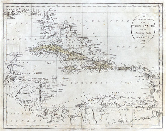 John Reid & W. Winterbotham.  An Accurate Map of the West Indies with Adjacent Coast of America, 1796. New York, 1796.