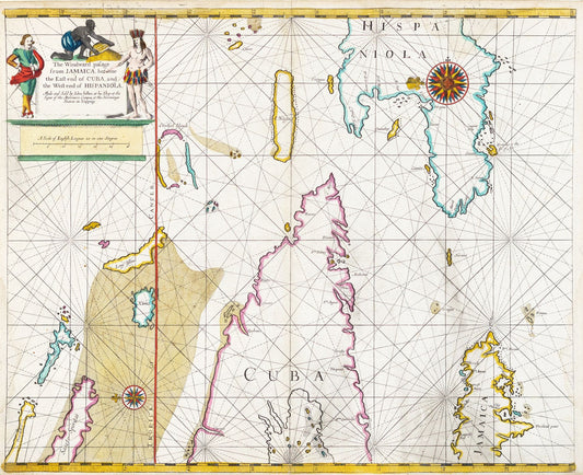 John Seller. The Windward pasage from Jamaica between the East End of Cuba and the West end of Hispaniola. London, 1680.
