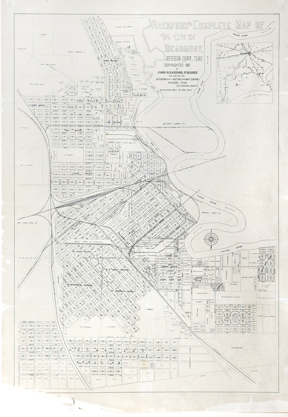 Rachford. James H. Rachford's Complete Map of the City of Beaumont, Jefferson County, Texas. Texas, 1897.